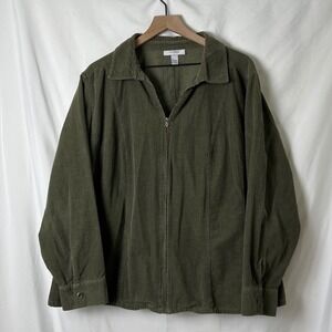 Dressbarn Woman Olive Green Corduroy Jacket Plus Size 22/24 Layering Casual